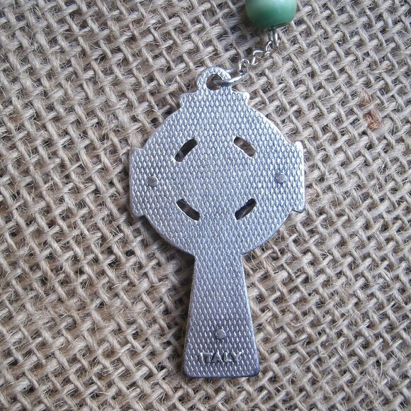 Handmade Celtic Crucifix Rosary Cats Eye Beads - Picture 9 of 12